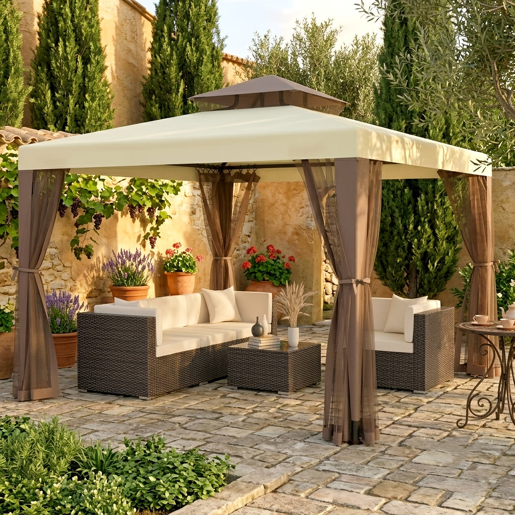 10'x10' Patio Gazebo Tent Mosquito Netting Outdoor Canopy Shelter for Garden