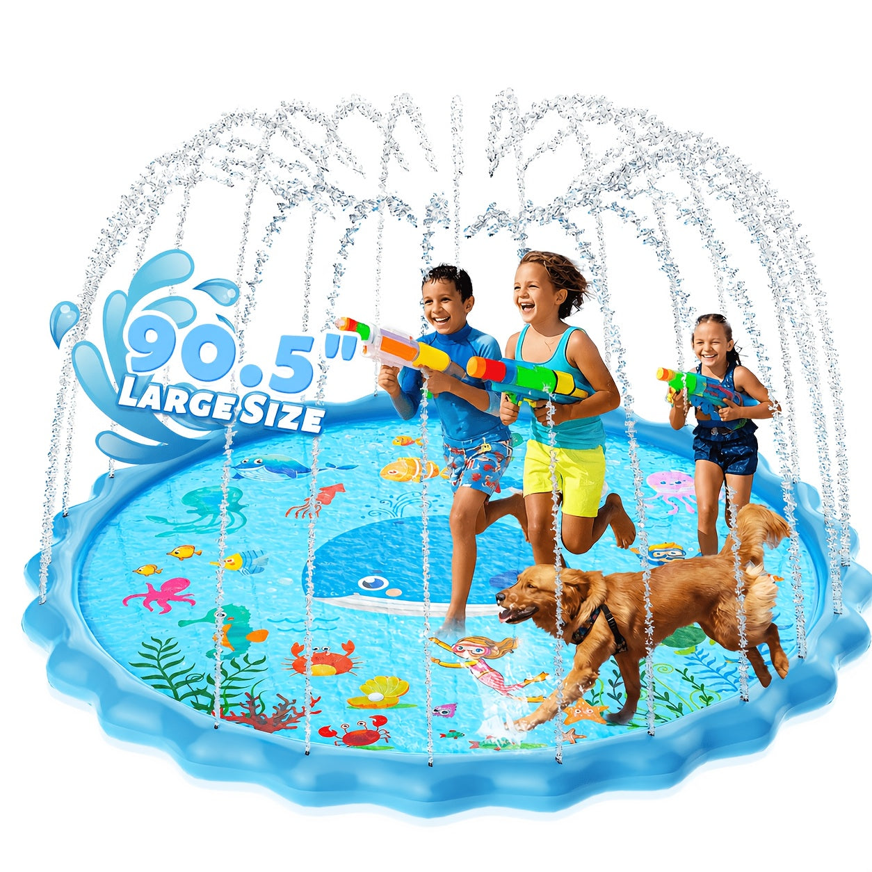 Splash Pad, Sprinkler & Splash Play Mat Toys for Kids Water Toys, Inflatable Wading Pool Extra Large Thicker Summer Outdoor Funny Toys for 3+ Years Old Children Boys & Girls