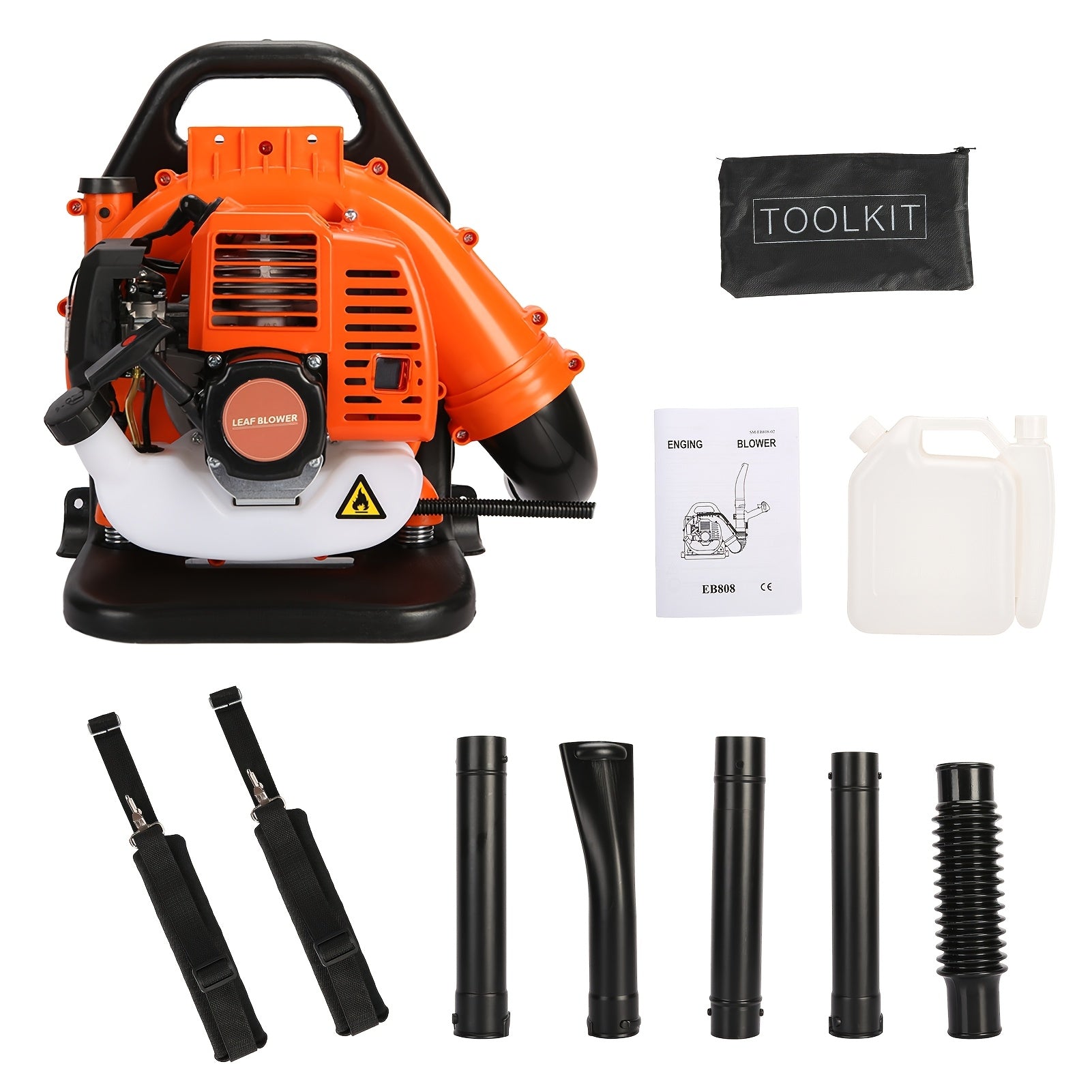 70.92 "x 17.73" X 17.73" Air-cooled Two-stroke Gas Engine, Backpack Style Blade Blower, High-power Two-stroke Strong Wind ABS Garden Backpack Style Snow Blower (orange)