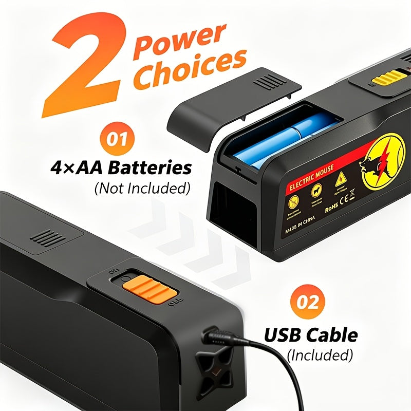 AZDELE Electric Mouse Trap, Suitable for Indoor And Outdoor Use, Reusable, 2800V Instantly Kilmice, Effectively Controls Pests, And Provides Quick Extermination. Suitable for Homes, Living Rooms, Kitchens, Garages, Yards, Etc.