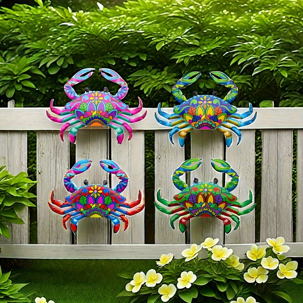 4pcs Metal Crab Wall Decoration Set - Cute Metal Crab Wall Art Decorate Patio, Garden, Hallway, Living Room, Terrace