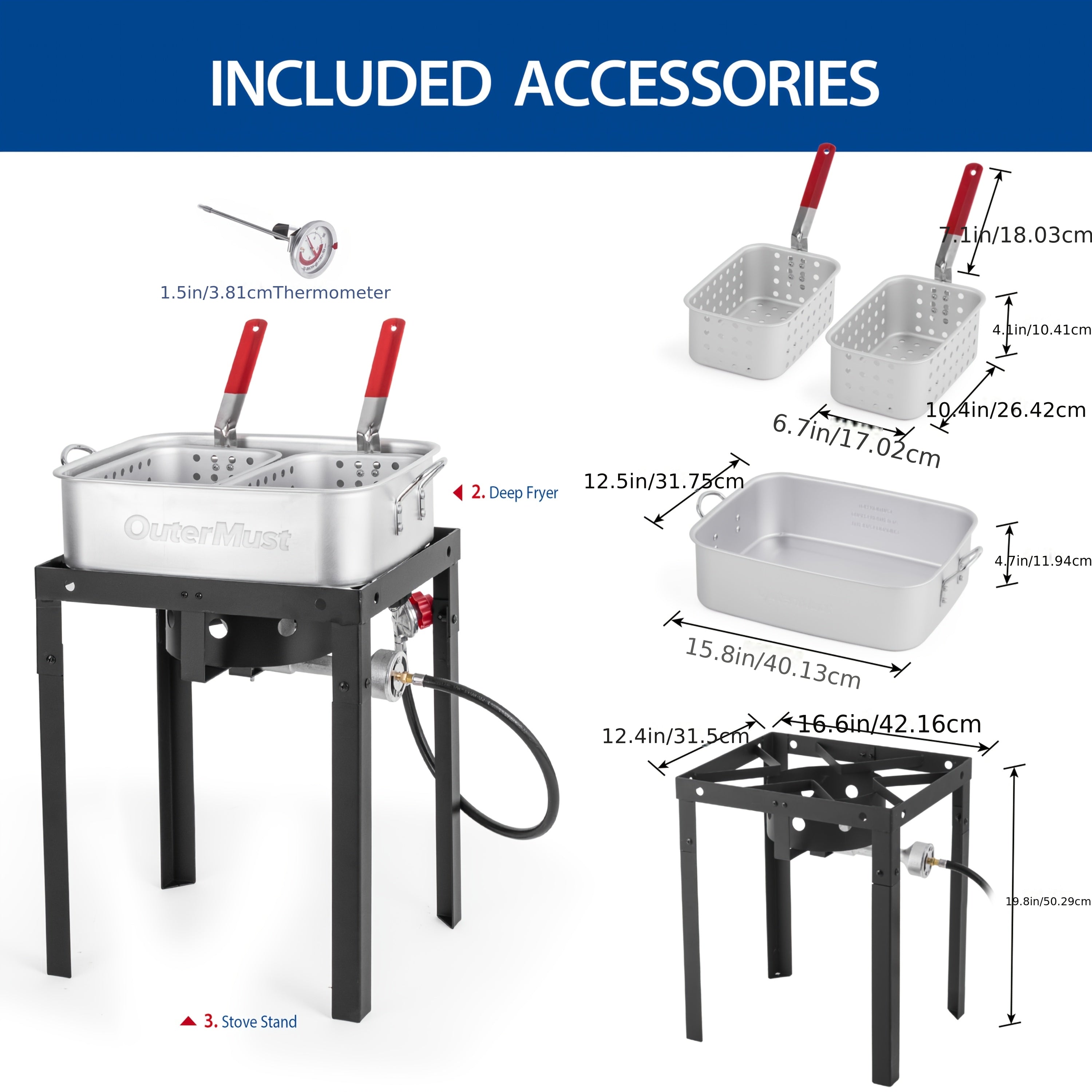Outermust 18 Qt Outdoor Deep Fryer, 58000 BTU Heavy Duty Fish Fryer Featuring 2 Baskets, Perfect for Outdoor Cooking, Grilling, BBQ Gatherings & Camping