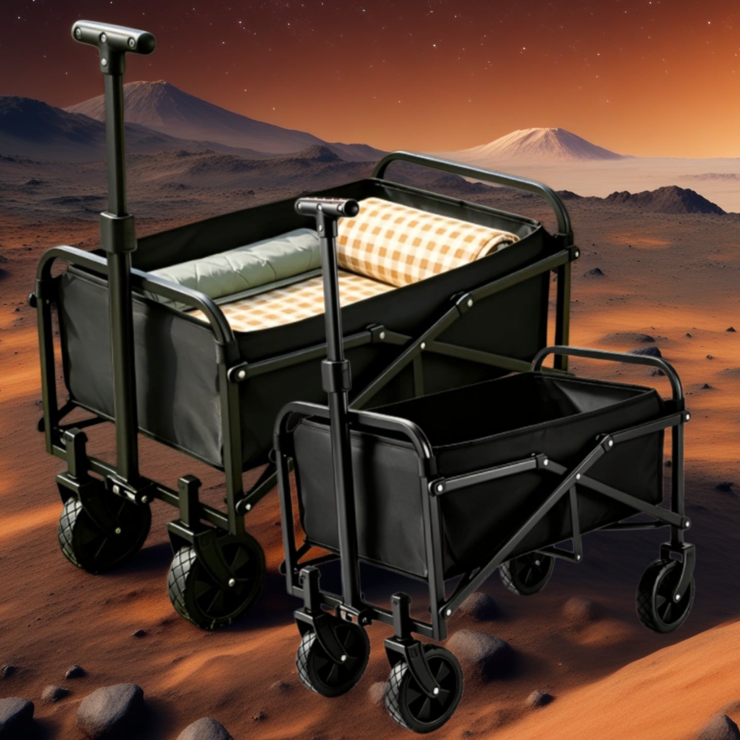 XMT:Outdoor UV-resistant Folding Camping Cart, Featuring UV-resistant and Anti-aging Fabric That Resists Fading During Prolonged Outdoor Use