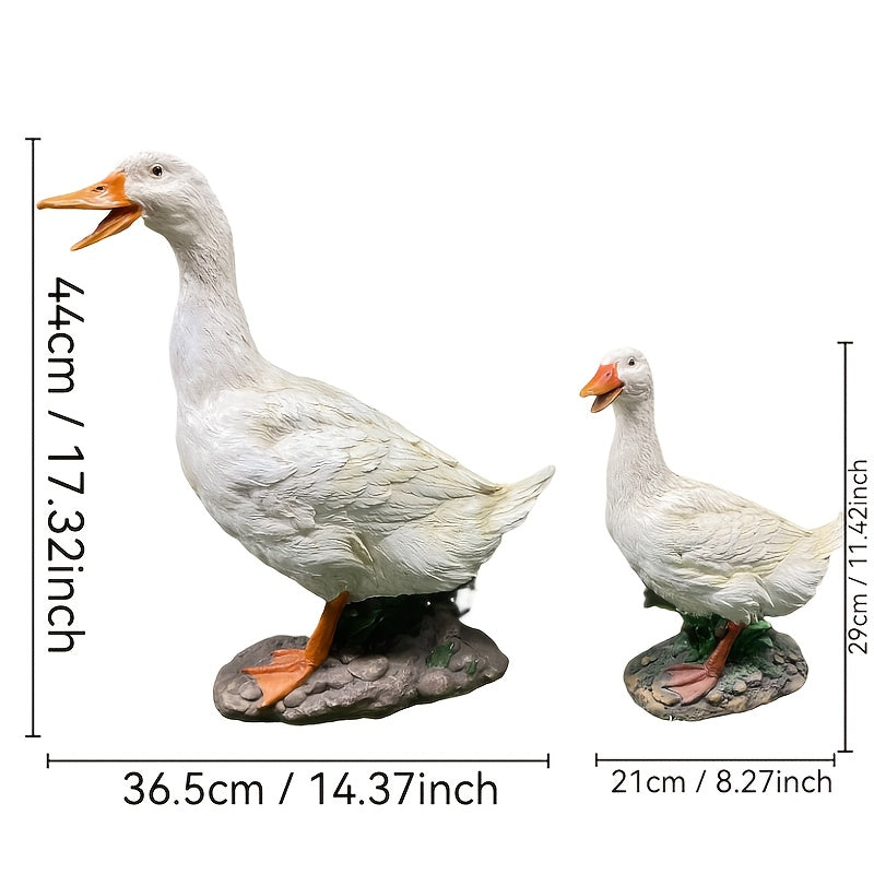 [Lifelike Resin Sculpture] Large White Duck Statue - 17. 3" Lifelike Resin Bird Sculpture for Garden, Patio & Home Decor - Perfect for Outdoor Spaces, for Spring