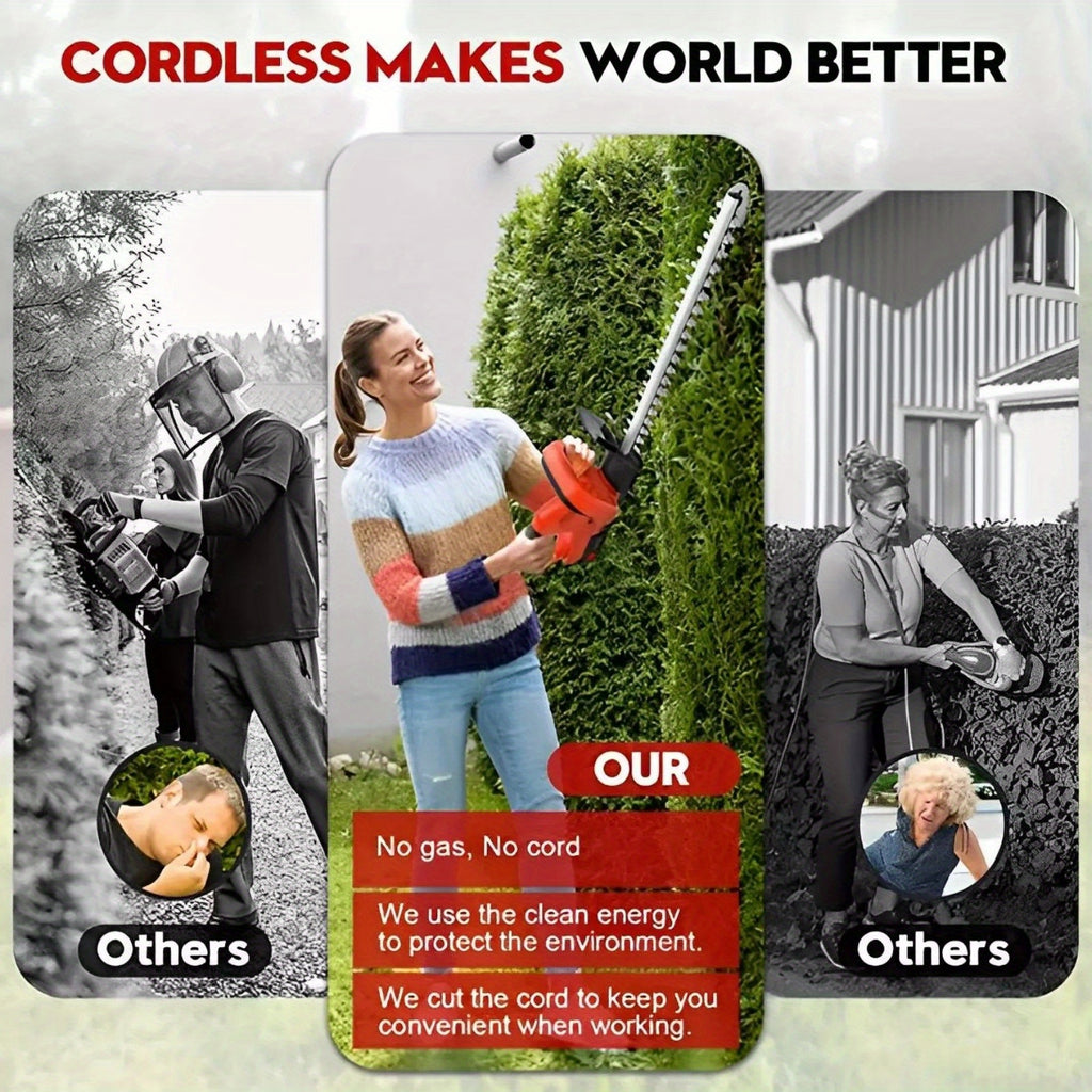 [Cordless Hedge Trimmer]21V Cordless Hedge Trimmer, Handheld Battery Powered Hedge Trimmer, 1500 RPM Shrub Trimmer, Lightweight & Compact, Battery And Fast Charger Included, Suitable for Lawn, Yard, Garden, Halloween Gift, Christmas Present