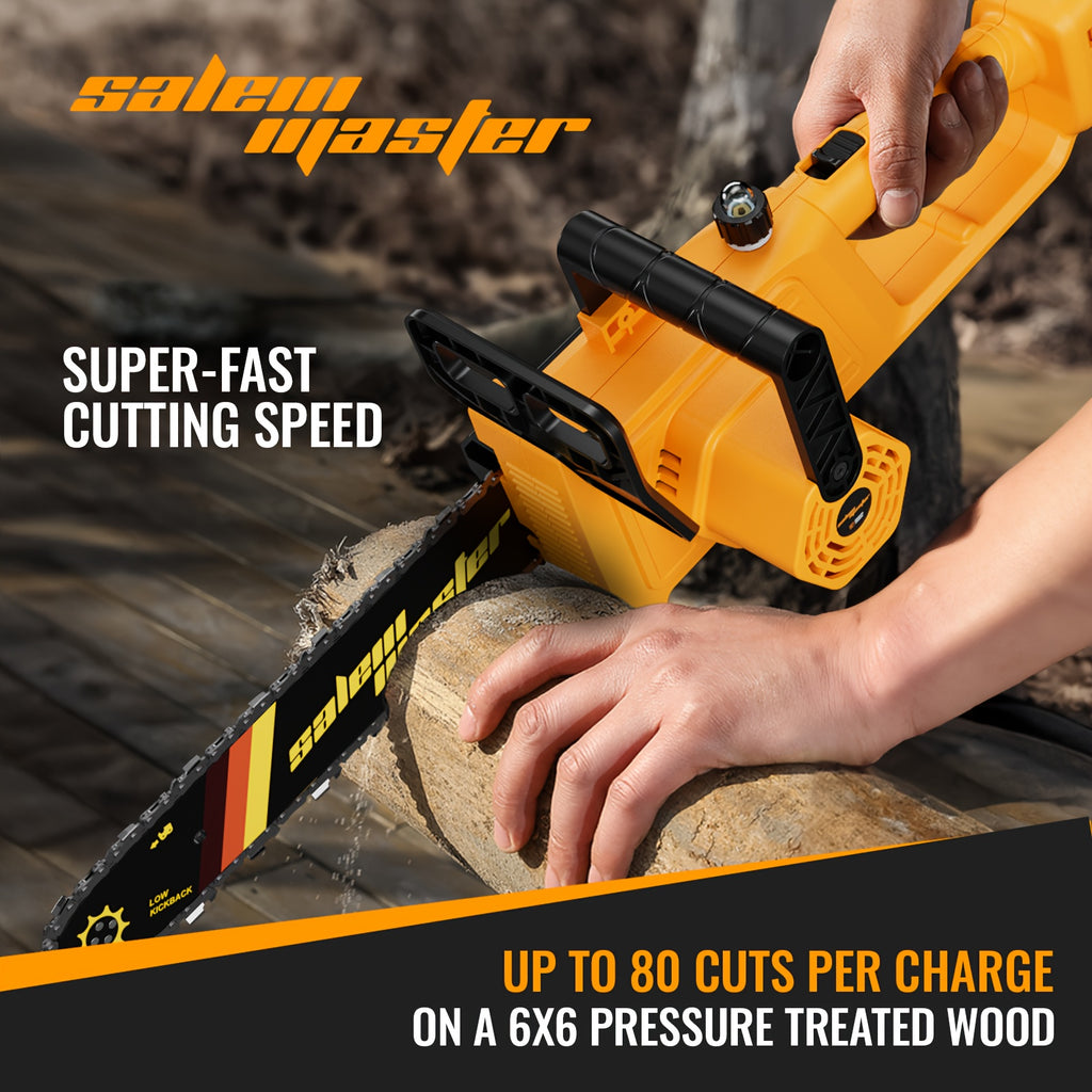 Flash [Free Battery*2/1] 12"/8"/6" Cordless Chainsaw with Auto-Lubrication & Tool-Free Chain Tension | 4.0Ah Li-ion Battery & Overload Protection | Compact Lightweight Design for Women/Seniors | Cuts Trees/Limbs, Black Friday Discounts