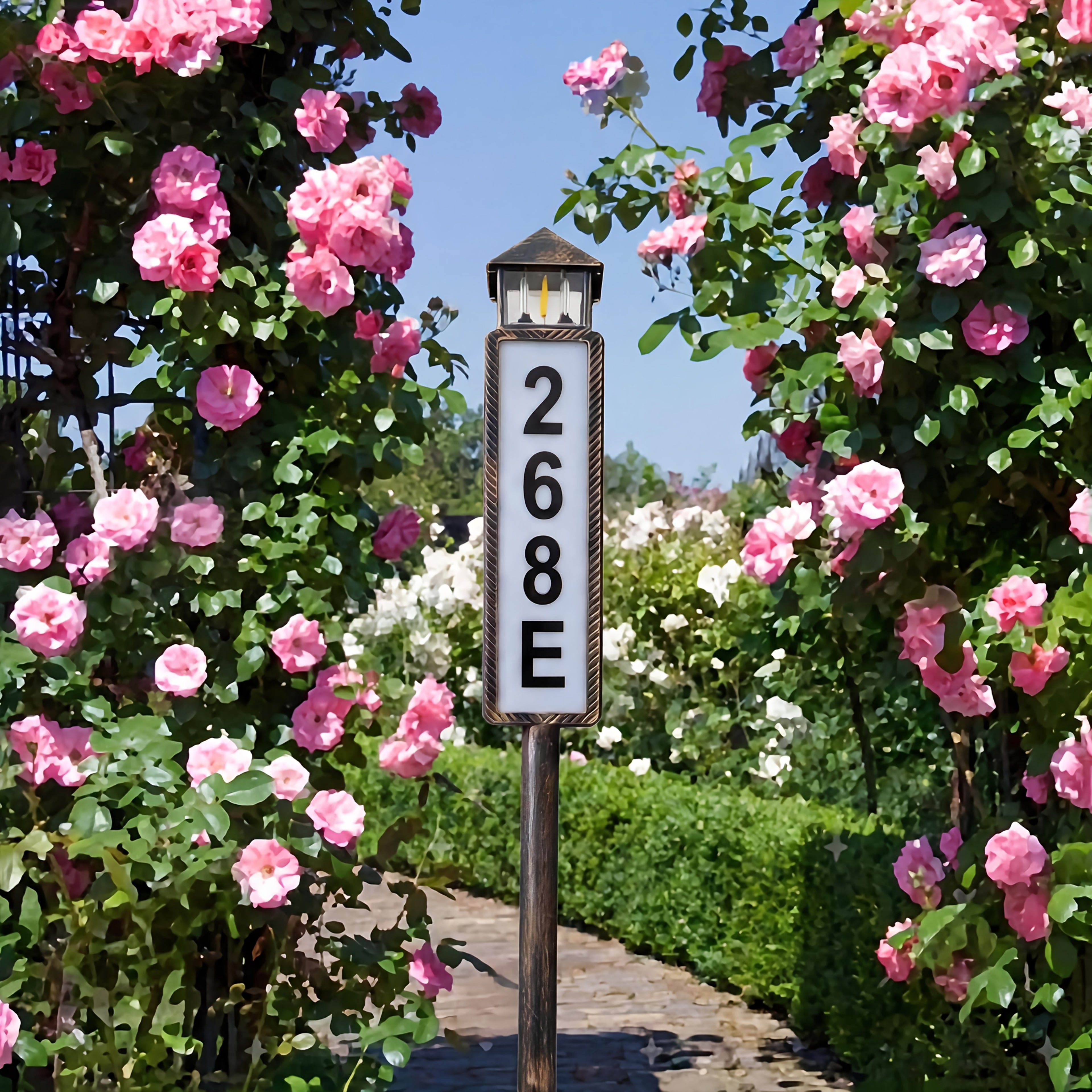 Solar Powered Address Sign with 3 Color Modes, IP44 LED Illuminated House Numbers for Outside, Yard, Apartment, Street - Easy to Install