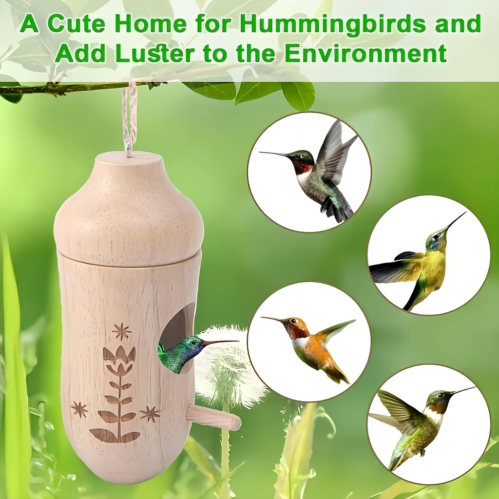 Set of 3 Wooden Hummingbird Houses for Outdoor Use, Perfect for Gardens And Windows, Includes a Bird Feeder, Ideal As a Gift for Bird Enthusiasts