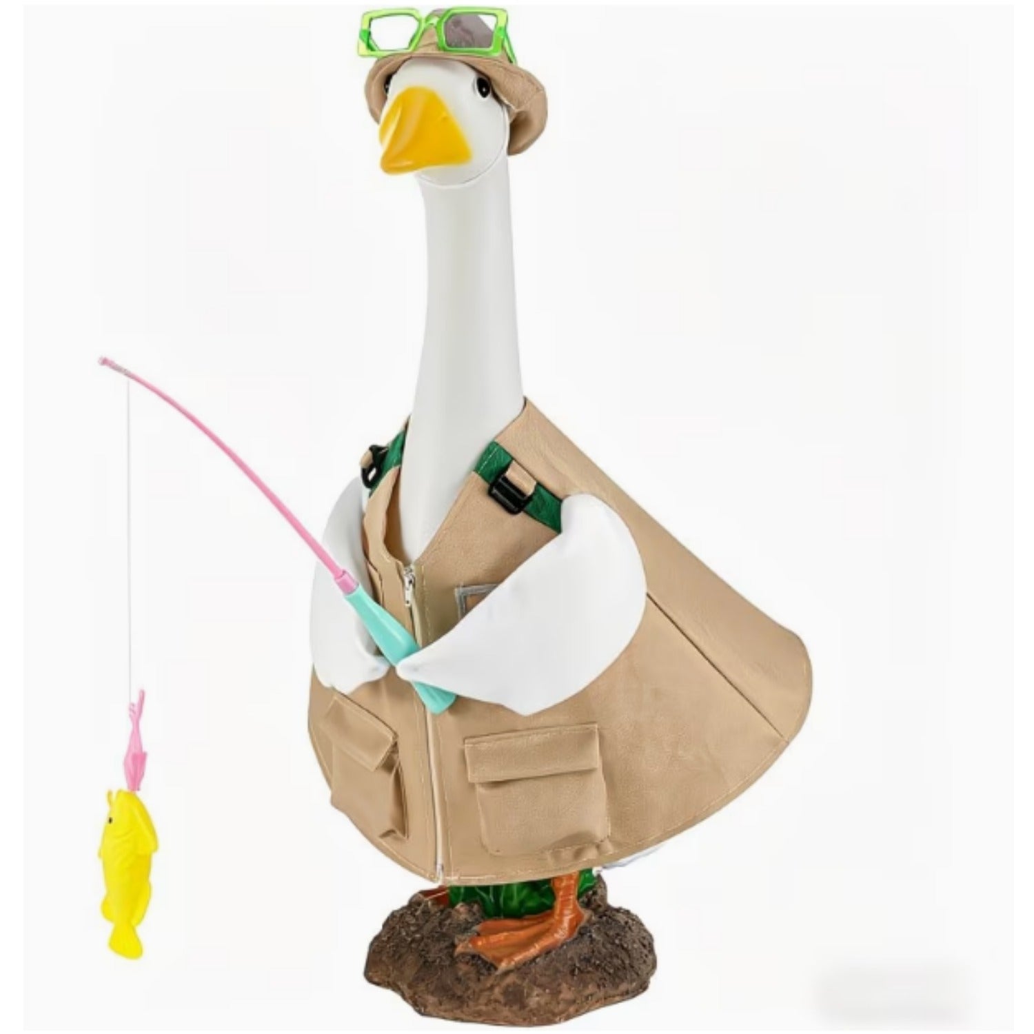 Fisherman Outfit Goose Costume for 23-Inch Lawn Geese, Outdoor Garden Porch Yard Clothing, Cute Goose Apparel for Seasonal Decoration, Outdoor Display, Farmyard Garden Party, Patio Fun, Home Garden Additions