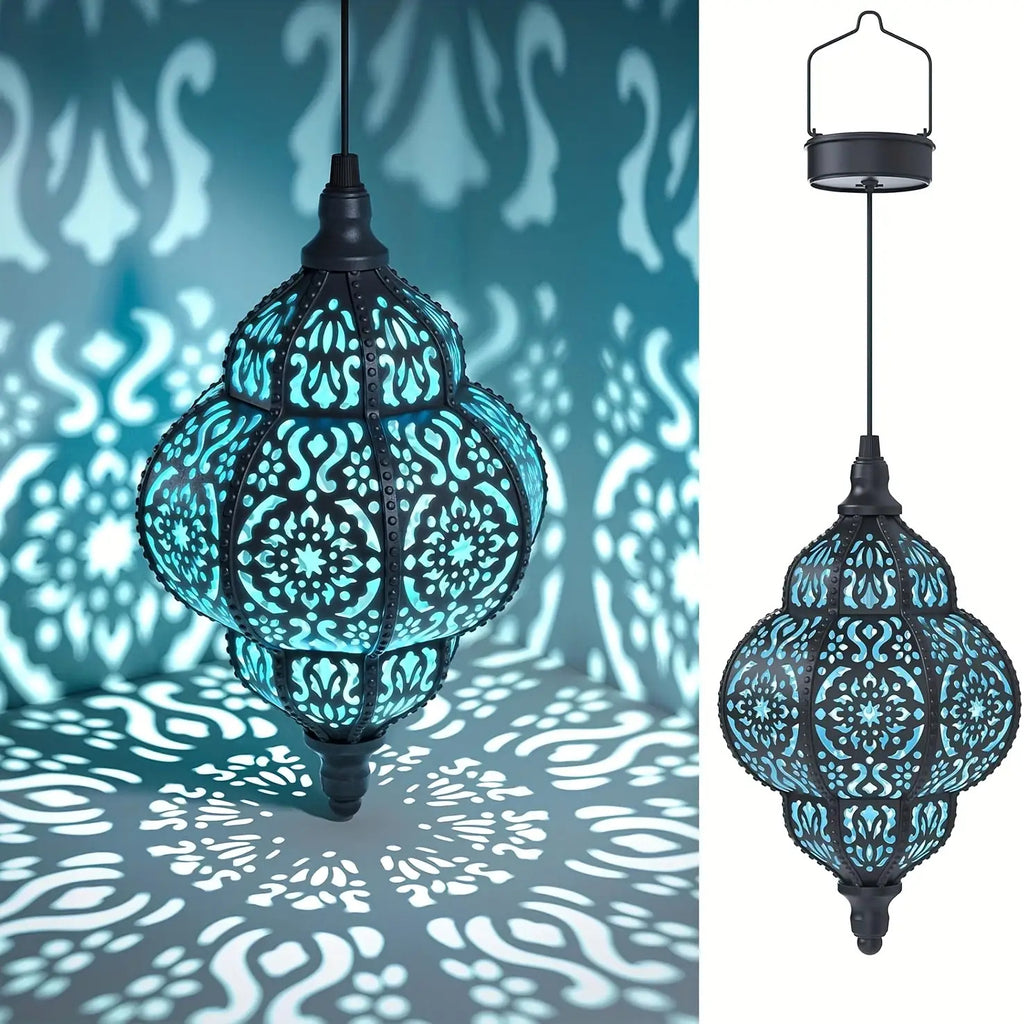 27.17 Inch Outdoor Hanging Lantern - Metal Light Fixture Ideal for Garden, Patio, Porch, Lawn, And Deck - Removable Solar Panel, Oil-Rubbed End, Ceiling Or Pendant Installation