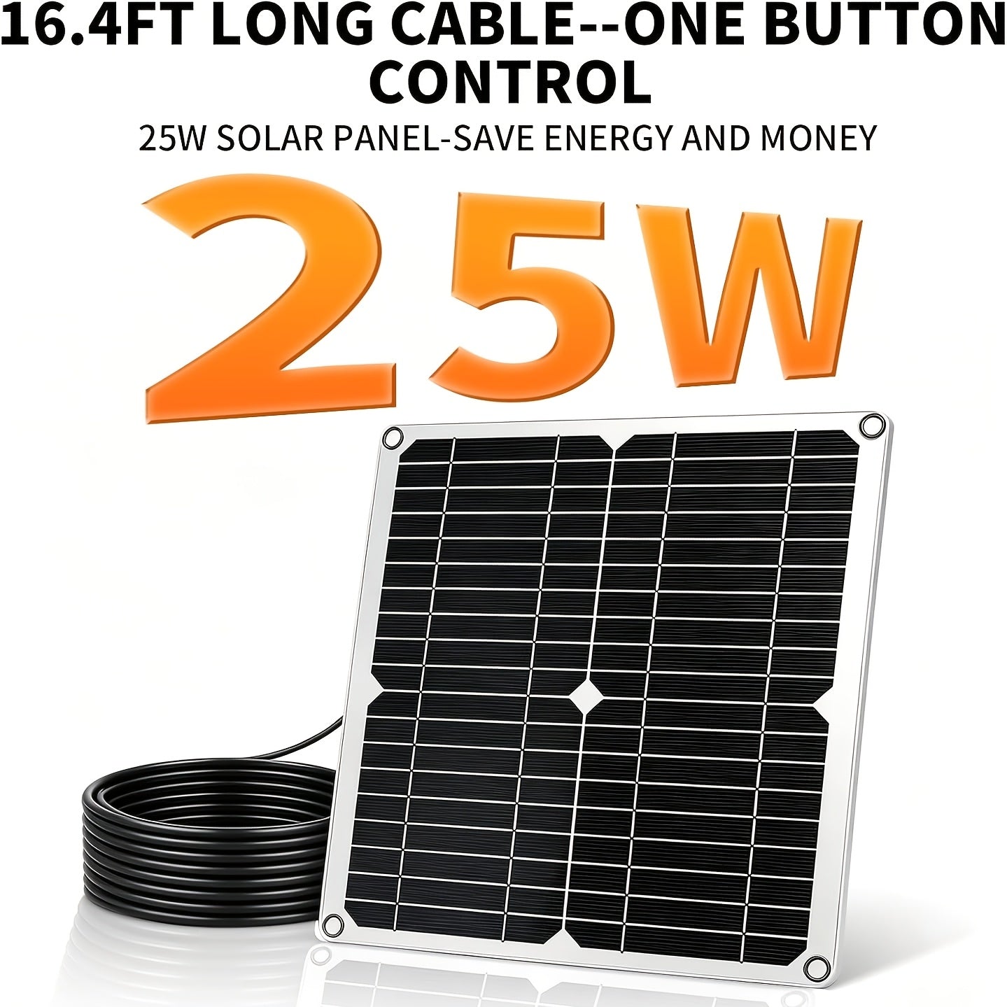 Solar Panel Fan Kit, Solar Fan, Chicken Coop Fan, 25W, 10ft Cable, Bi-Metal Enclosure, Dual Fan