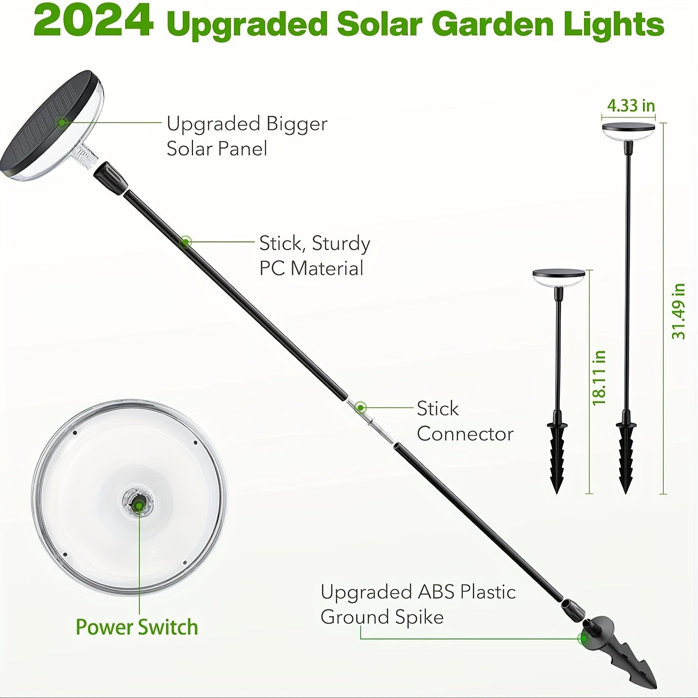Solar Garden Lights, 2/6 Pack 40LM Bright Solar Lights Outdoor, Up to 14Hrs, 31" Tall Solar Pathway Lights Outdoor Waterproof, Auto On/Off Outdoor Solar Lights for Yard Outside Patio Path Lawn