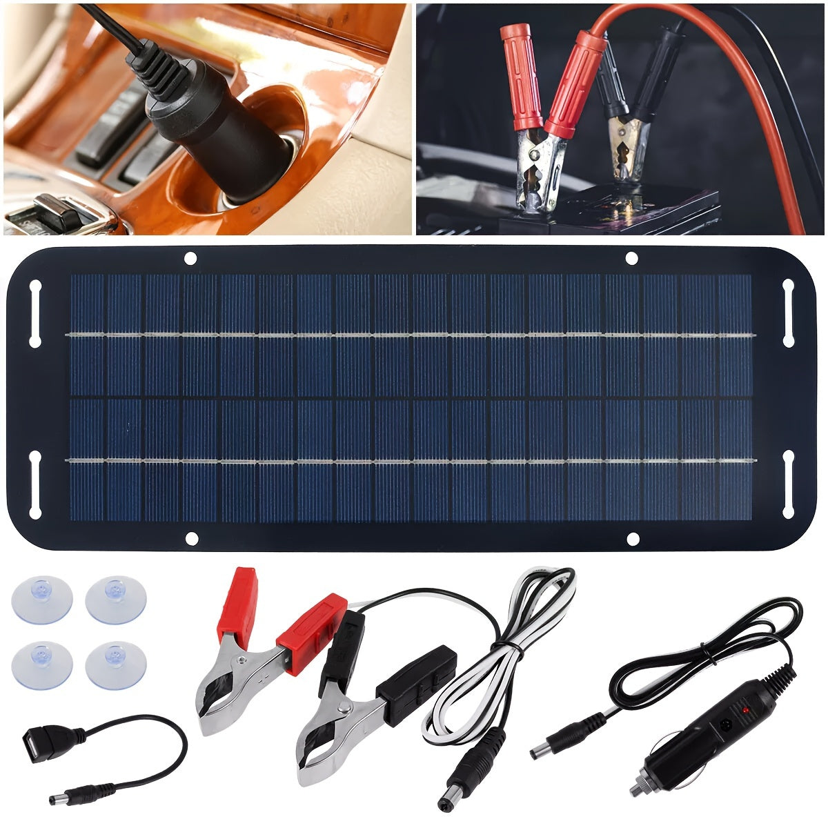 Portable 30W Solar Panel IP65 12V Solar Battery Charger Kit, Trickle Charger Maintainer for Camping Outdoor Home Car RV Boat Marine Trailer Automotive