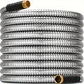 Flexible Metal Garden Hose Featuring a 10-Function Nozzle, Designed to Be Kink-Free, Lightweight, Durable, And Resistant to Crushing, with Easy Coiling And Puncture-Proof Capabilities, Ideal for Yards And Rvs