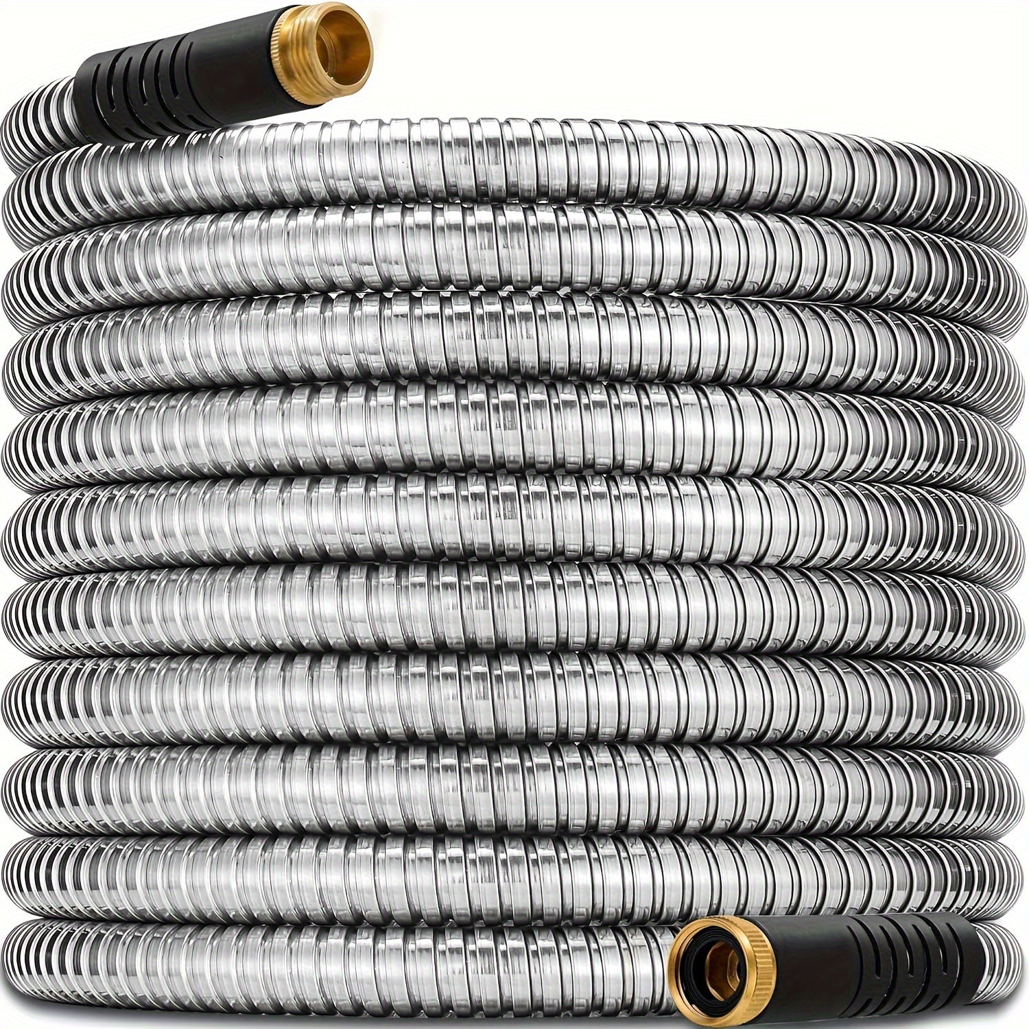 Flexible Metal Garden Hose Featuring a 10-Function Nozzle, Designed to Be Kink-Free, Lightweight, Durable, And Resistant to Crushing, with Easy Coiling And Puncture-Proof Capabilities, Ideal for Yards And Rvs