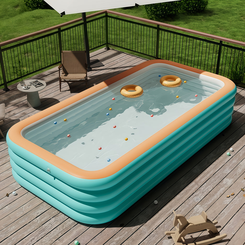 102.3-Inch Large, Spacious Adult-Sized Inflatable Family Pool. Durable And Sturdy Construction, Quick And Easy to Set Up, Perfect for Outdoor Fun And Relaxation at Summer Parties, Holidays, And Family Gatherings