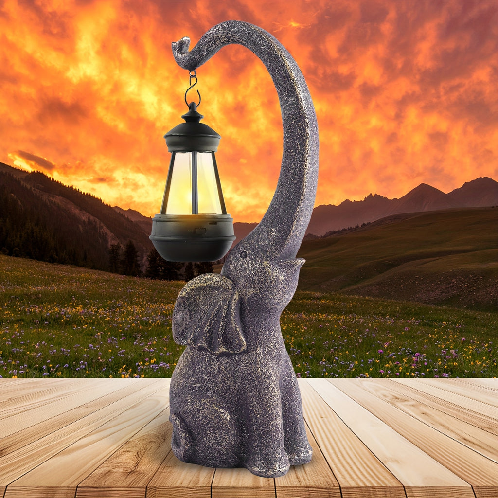 1/2pcs Solar Elephant Statue, Outdoor Garden Crafts For Elephant Statues, Art Decorations With Solar LED Lights, Garden Greening Garden Sculptures, Used For Courtyard Lawn Home Decoration