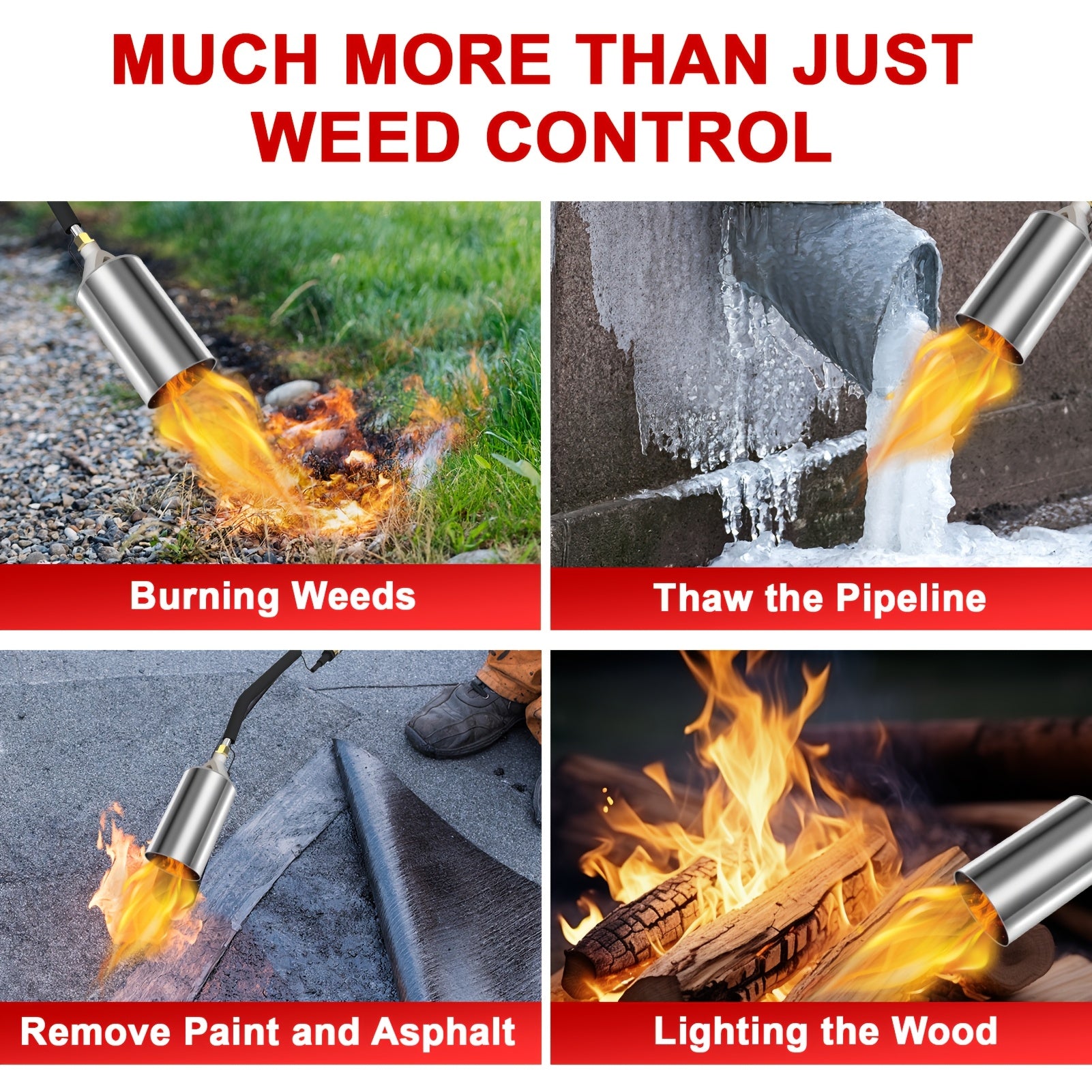 Propane Blowtorch Burner Weeding Blowtorch High Fire Output with 10ft Hose, Flame Thrower with Turbine Trigger for Flame Weeding Garden Wood Melting Ice And Snow (Gas Tank And Fuel Not Included)