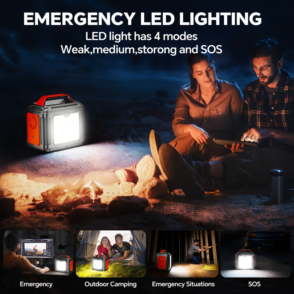 SBAOH 300W Portable Generator 296Wh 8000mAh Solar Generator & 60W Solar Panel with AC & DC Output/Fast Charging/Flashlight/ RV/Emergency Backup/Camping, Orange