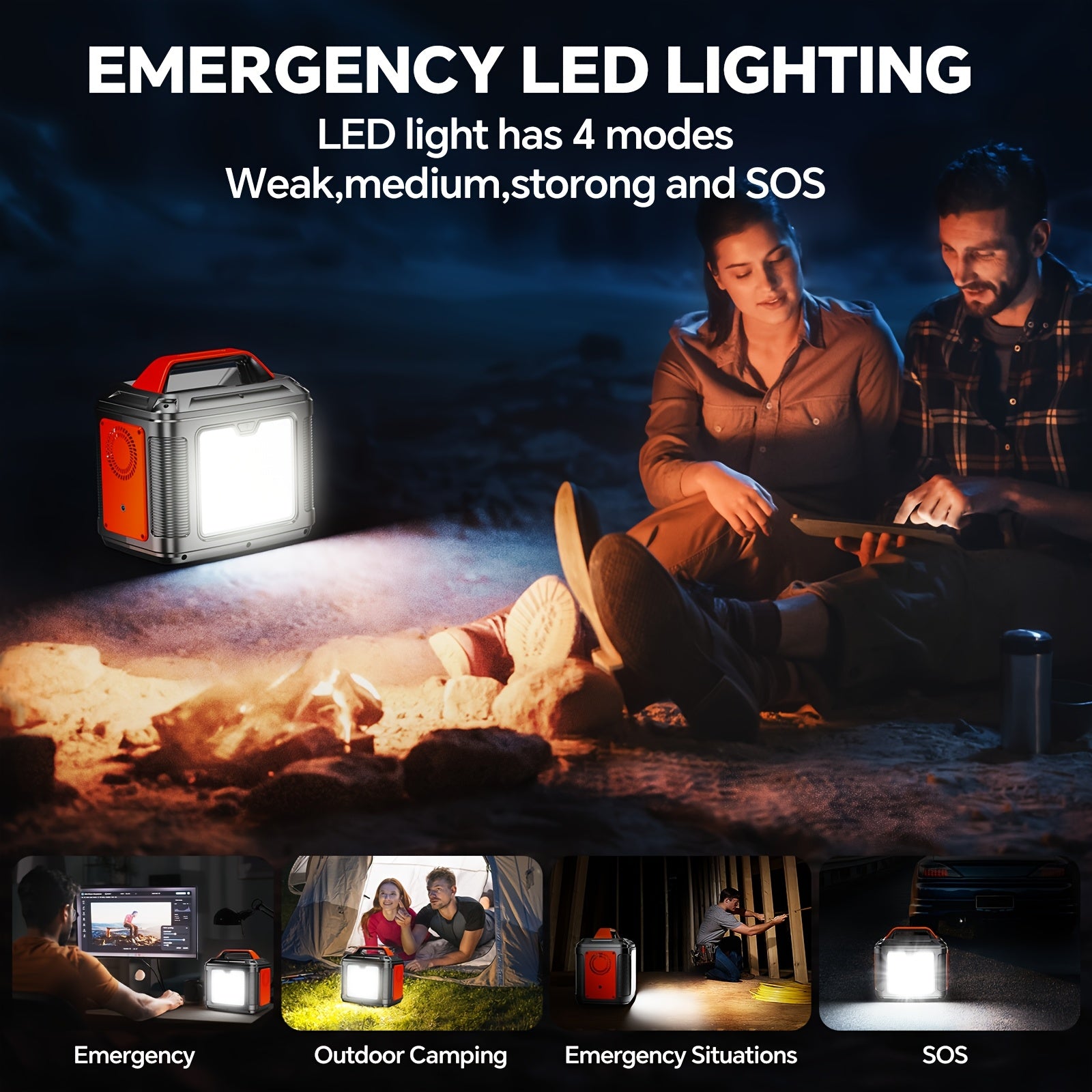 SBAOH 300W Portable Generator 296Wh 8000mAh Solar Generator & 60W Solar Panel with AC & DC Output/Fast Charging/Flashlight/ RV/Emergency Backup/Camping, Orange