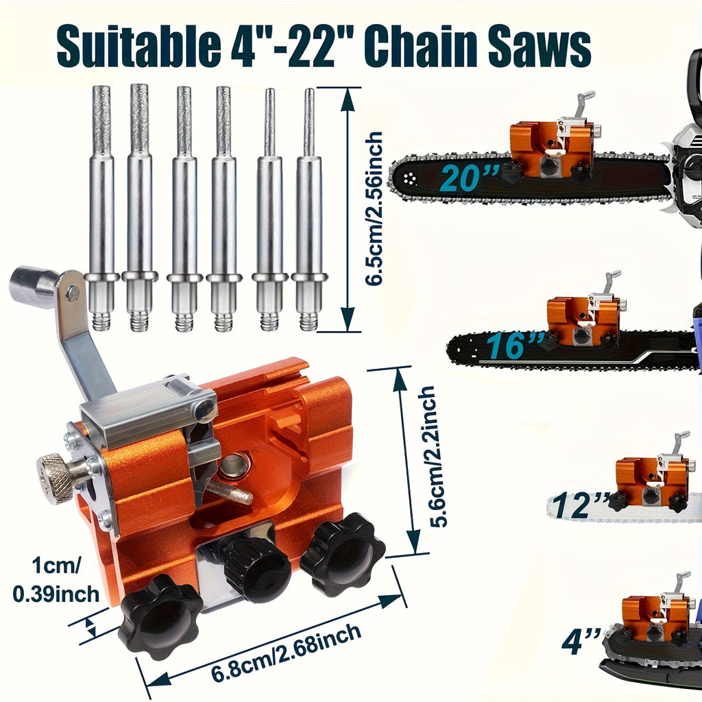 398 Countries Universal Mini Chain Saw Sharpener, Sharpening Mold Kit, with 1 Tungsten Steel Carbide Suitable for Saws from 4 to 22 Inches, Can Be Used Manually or Electrically