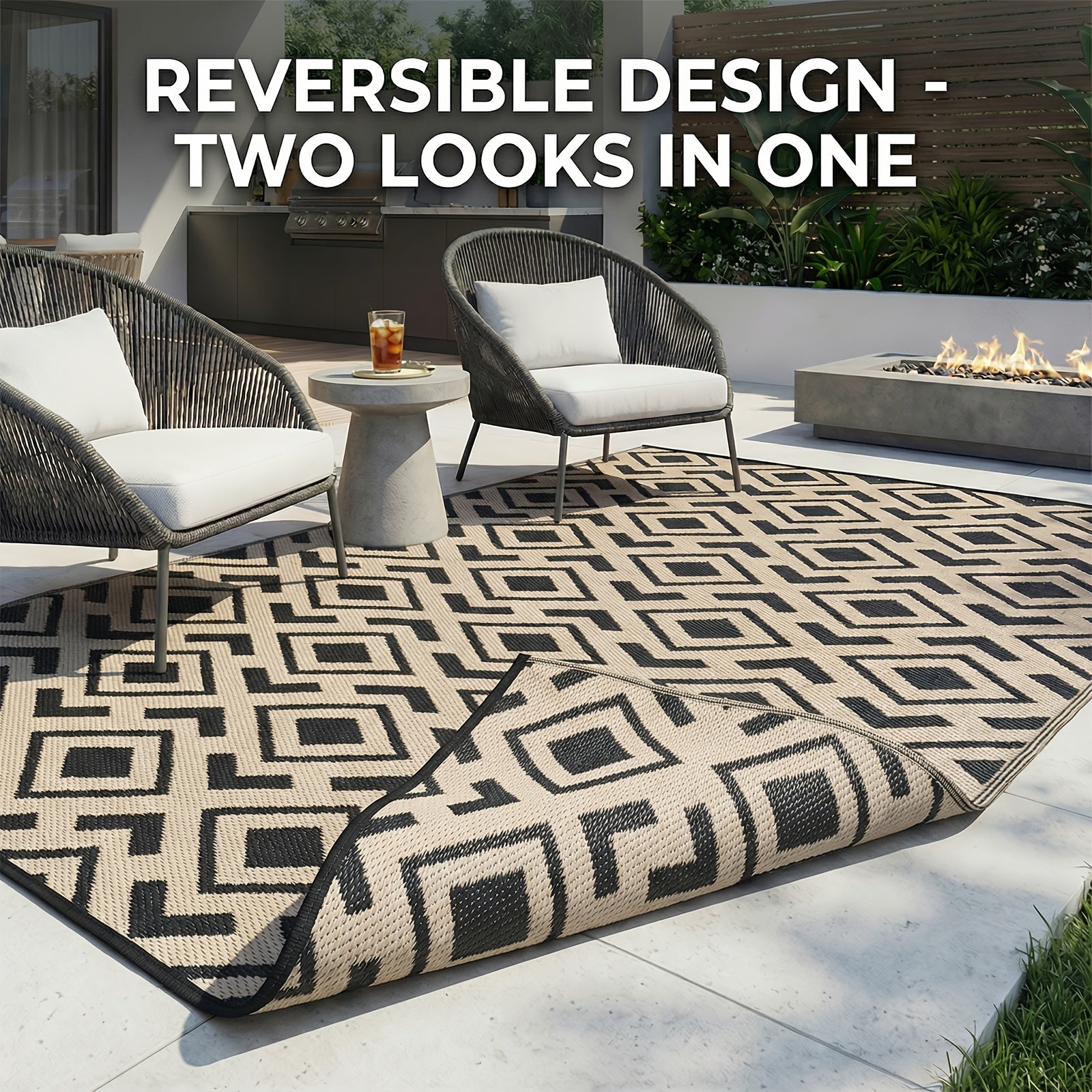 Reversible Mats, Plastic Straw Mat, Modern Area Mat, Large Floor Mat And Mat for Outdoors, RV, Patio, Backyard, Deck, Picnic, Beach, Trailer, Camping