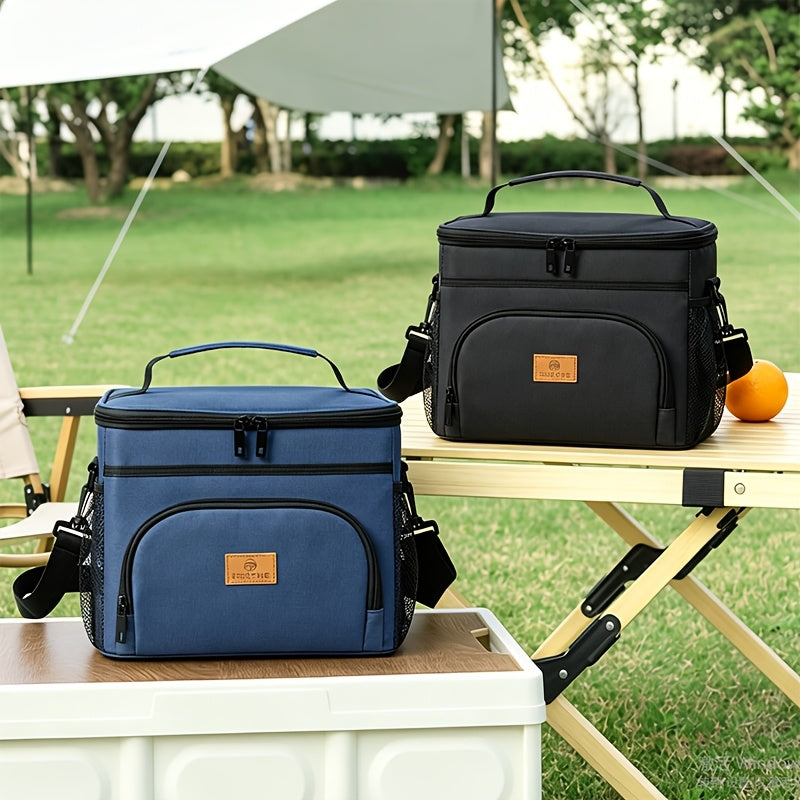 3.05 Gallons Large Capacity Picnic Bag, Non-Food Contact Women'S Insulated Lunch Bag, Reusable Handheld Cooler Bag, Portable Multifunctional Crossbody Bag with Adjustable Shoulder Strap, Thickened Wear-Resistant Fabric And PEVA Lining