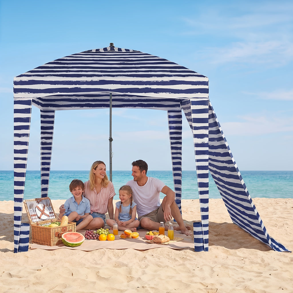Portable Beach Cabana Shelter Canopy, UPF 50+ Sand Pocket Sun Shade with Carry Bag, Easy Setup Outdoor Beach Tent with Vent Top, for Family & Friends
