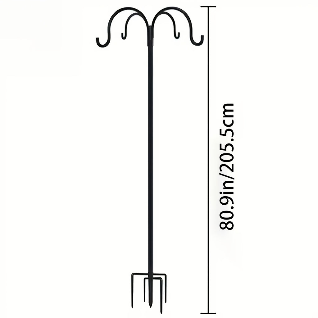 Pro 88"/80.9in Shepherd Hook - Windproof Anti-Tip Base & 4 Heavy-Duty Hooks (for Planters, String Lights, Wedding Arch Decor)