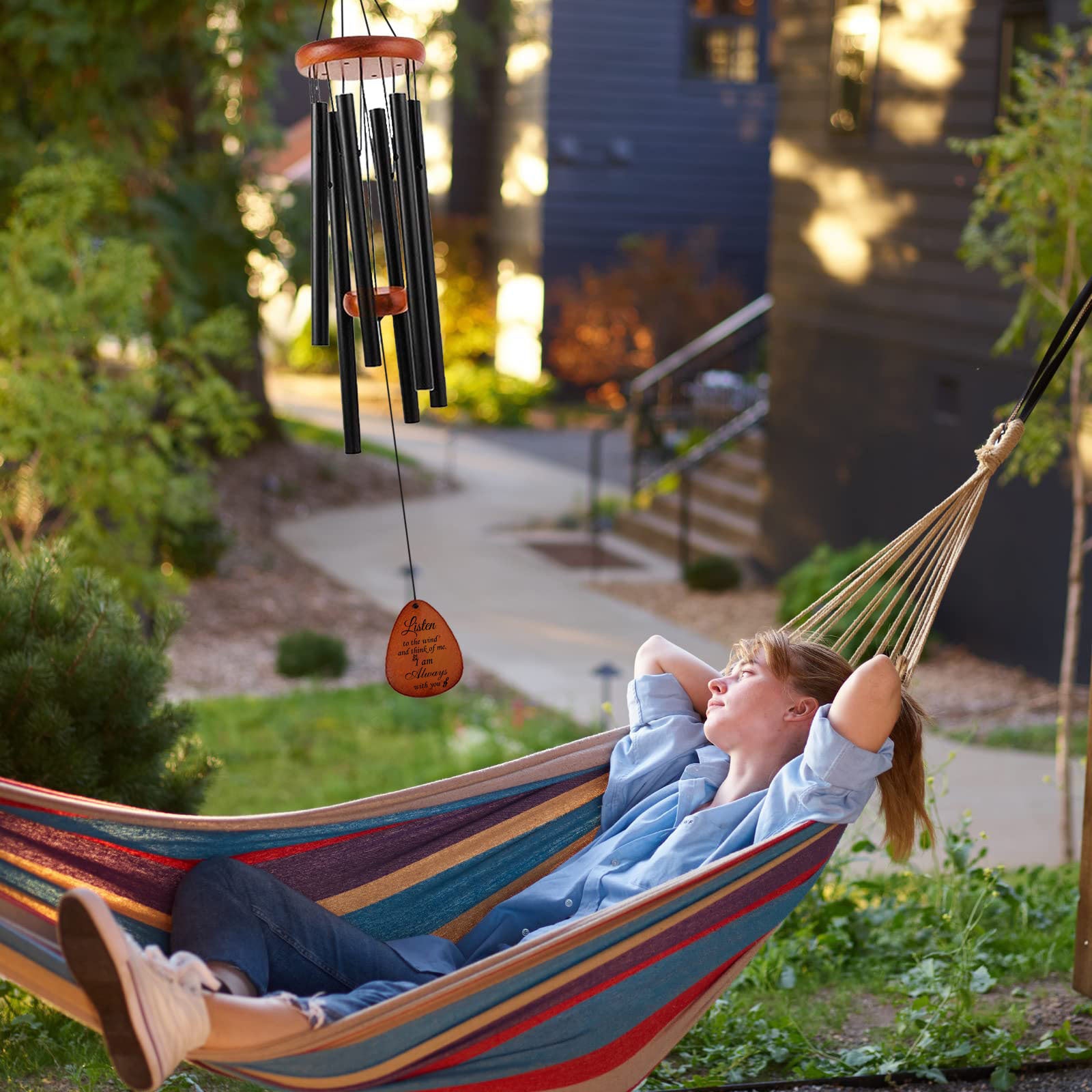 1pc Memorial Wind Chime For Garden Decor, Outdoor Decor, Sympathy, Memorial and Miss you wirelessly