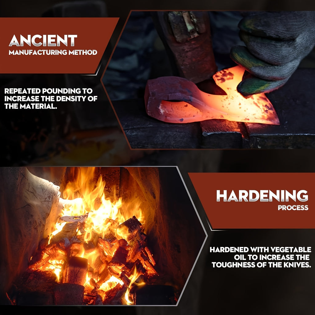 Hatchet Axe with Sheath 14" Wood Hatchet Carbon Steel Heat Treated Bushcraft Hatchet - Hand Forged Camping Axe for Chopping Wood, Garden- Axe Gift Set for Men