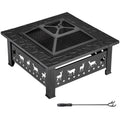 32in Round Wrought Iron with Grill Pan Wood Burning Fire Pit Black Autumn Fall Maple Pumkin Harvest Thanksgiving Christmas Crow Decorations