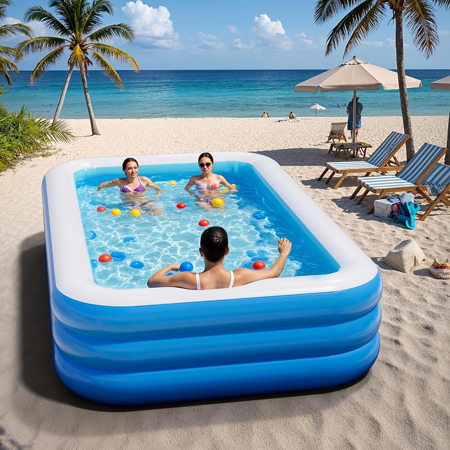 Adult Inflatable Swimming Pool, Super Large And Thick Family Swimming Pool, Thick Water Pool, Foldable And Easy to Store. Available In Multiple Sizes Such As 59/70/82/102/118 Inches. Suitable for Outdoor Use, Garden, Backyard And Summer Parties.