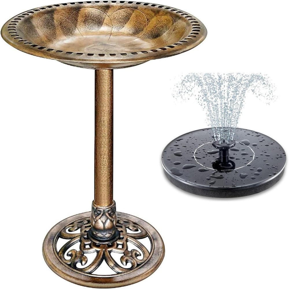24-inch Outdoor Birdbath Fountain with Water Feature - Base Suitable for Garden, Yard, Balcony - Solar Bird Bath for Robins, Sparrows, Pigeons, Hummingbirds - Plastic -Piece, Green Decorations