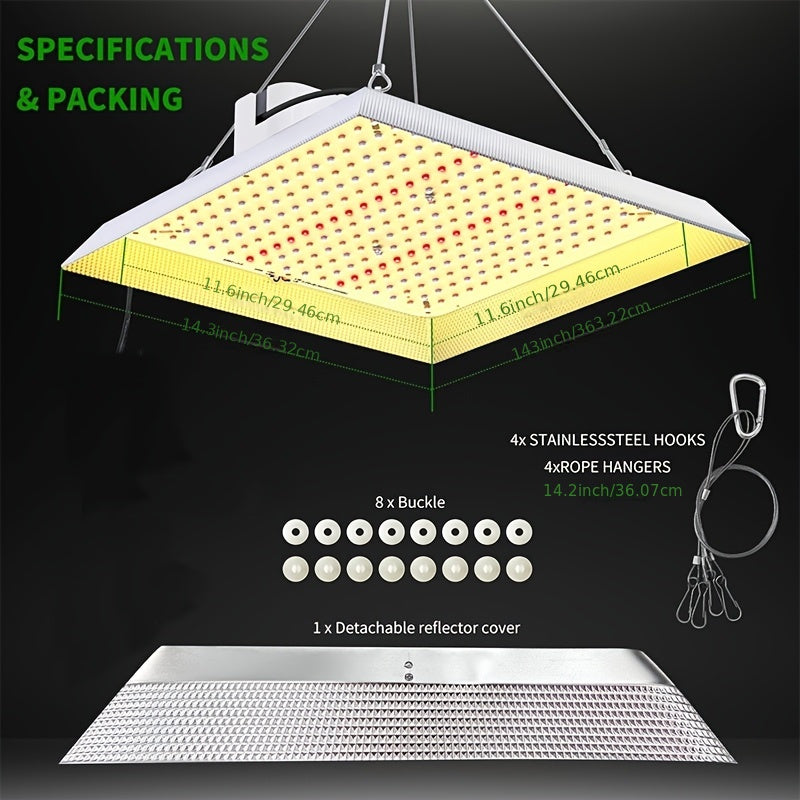 1000W LED Grow Light Full Spectrum, Reflector Cover Lights, High PPFD Hanging Grow Light, Plant Lights For Indoor Vegetable Growing, Seedling, Flowering And Fruiting, Tent Greenhouse
