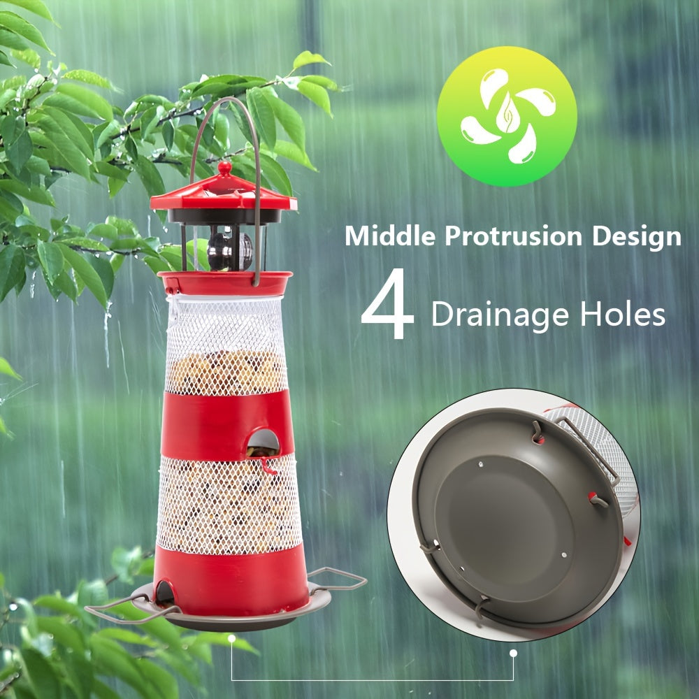 Solar Bird Feeder Lighthouse Hanging Outdoor Birdfeeder Garden Lantern LED Lights Backyard Decor Patio Gifts for Bird Lovers