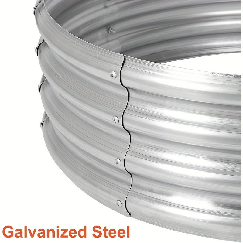 24/36/47 Inch Round Galvanized Fire Pit Ring for Outside Wood Burning, Metal Firepit Liner for Above Ground Outdoor Camping Beach Backyard Park