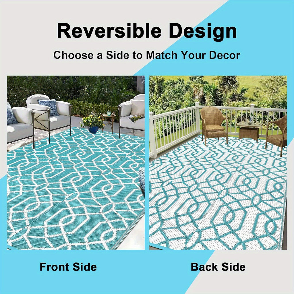 Outdoor Rug for Patios On, Reversible Plastic Straw Mat Suitable for Camping, Rvs, Porches, Decks, Balconies, And Backyards