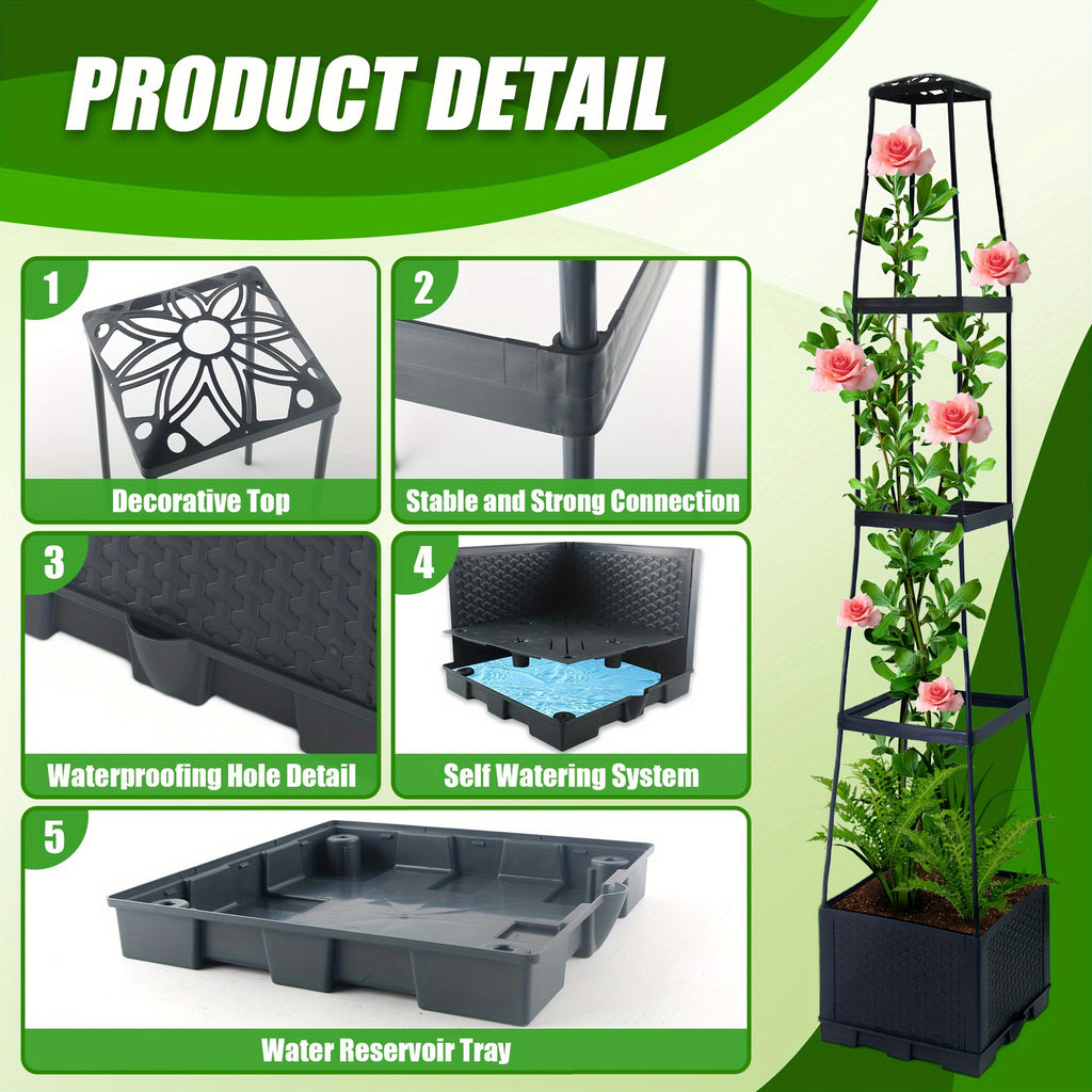 2 Pack 57Inch Tomato Planter Box With Trellis Self-Watering Tomato Cage With Trapezoidal Trellis Climbing Plants In Patio Garden Indoor Outdoor