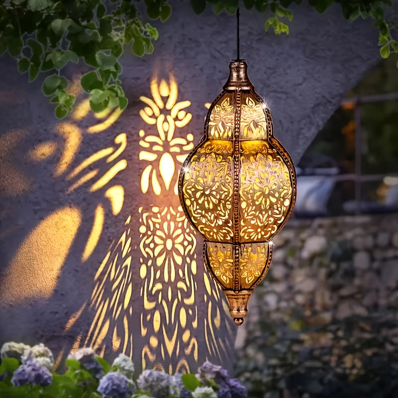 27.17 Inch Outdoor Hanging Lantern - Metal Light Fixture Ideal for Garden, Patio, Porch, Lawn, And Deck - Removable Solar Panel, Oil-Rubbed End, Ceiling Or Pendant Installation