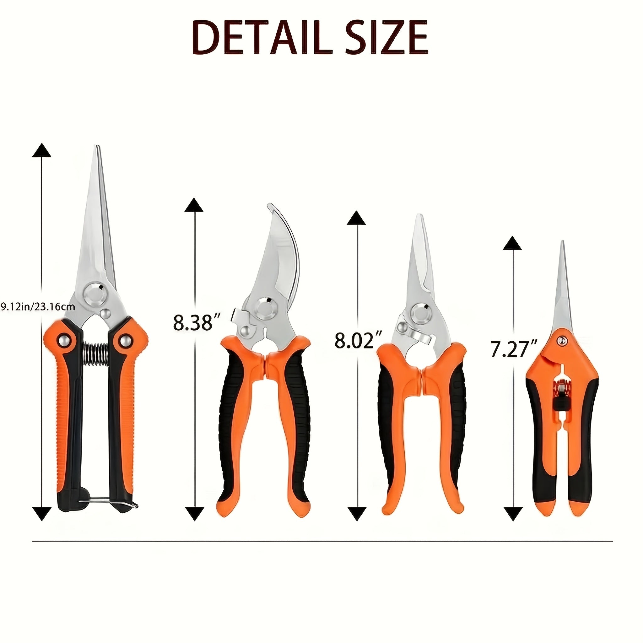 6-Piece Heavy-Duty Garden Pruning Shears Set, Stainless Steel Blades, Ergonomic Non-Slip Handles for Both Hands, Multi-Functional Pruning Shears/Fruit Picking Shears/Branch Cutters, for Lawn Trimming/Tree Care/Fruit Harvesting
