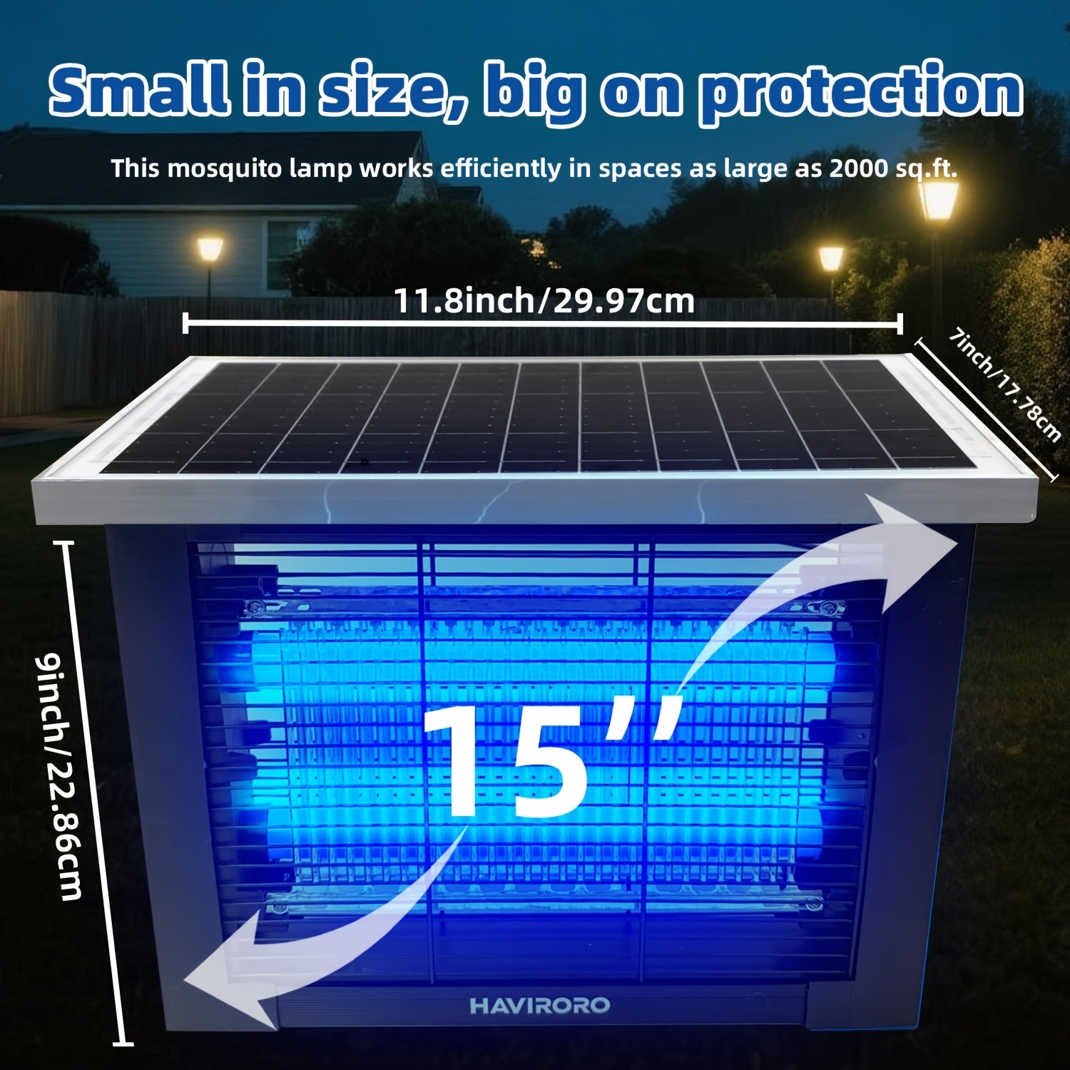 [Solar Bug Zapper] Powerful Large Solar Bug Zapper Outdoor For 2000Sq.ft, Portable Rechargeable Mosquito Zapper With High Powered, Cordless Solar Fly Zapper For Patio Garden Backyard RV Camping Pond Pest Control