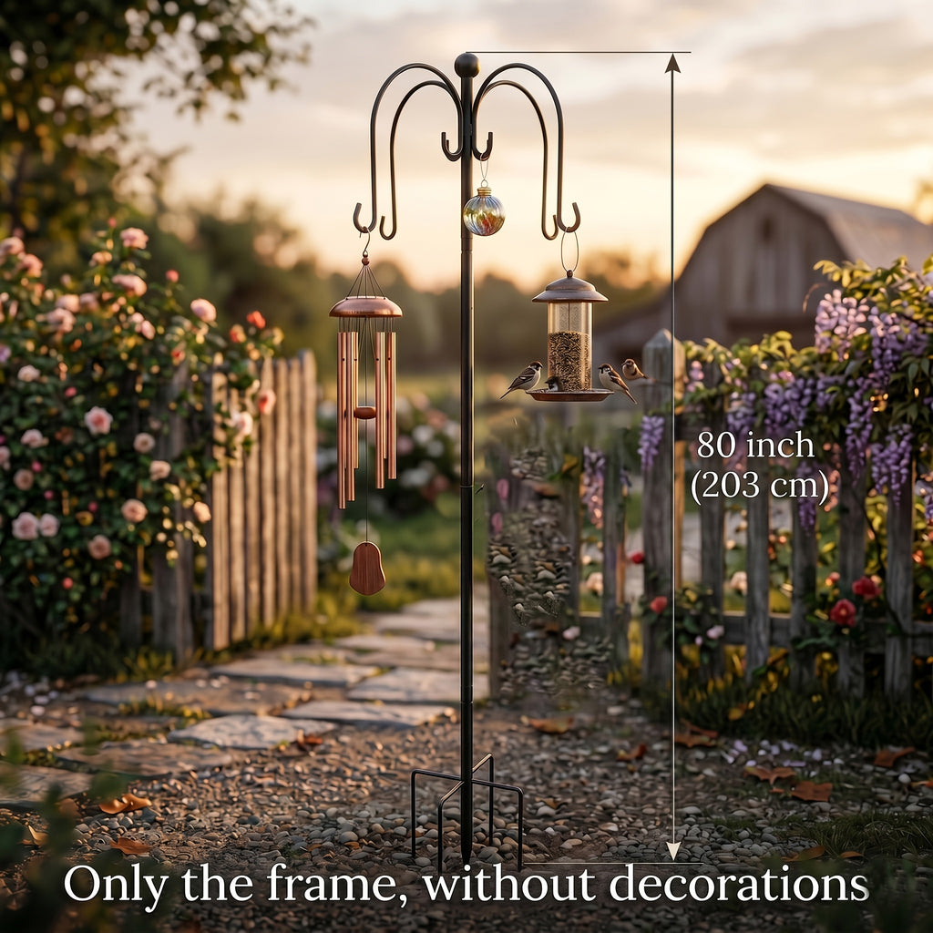 Pro 88"/80.9in Shepherd Hook - Windproof Anti-Tip Base & 4 Heavy-Duty Hooks (for Planters, String Lights, Wedding Arch Decor)
