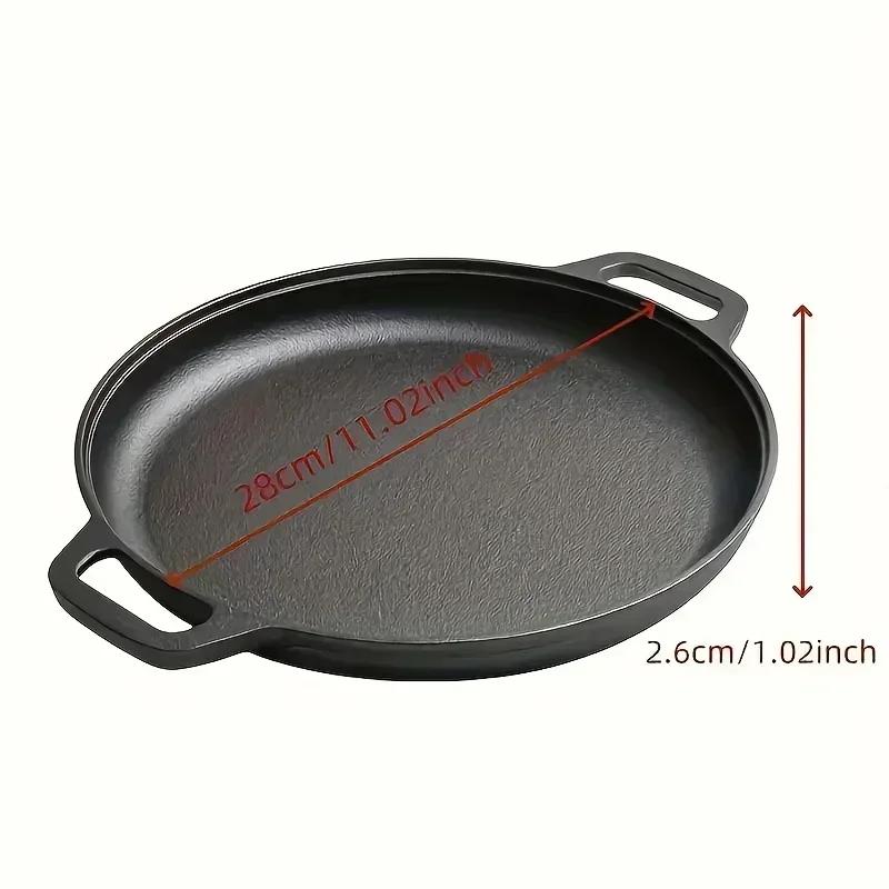 Multi Functional Cast Iron Pot - A Non Stick Pot Suitable for Pizza and Pancakes, Perfect for Home Kitchens and Outdoor Cooking for Pizza Lovers Non-Stick Round Skillet for BBQ, Buffet, Home Cooking