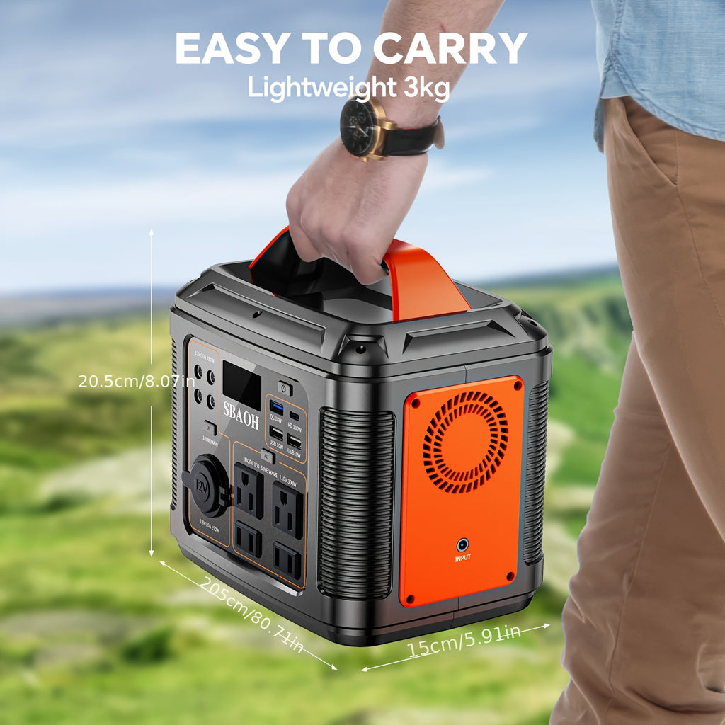 SBAOH 300W Portable Generator 296Wh 8000mAh Solar Generator & 60W Solar Panel with AC & DC Output/Fast Charging/Flashlight/ RV/Emergency Backup/Camping, Orange