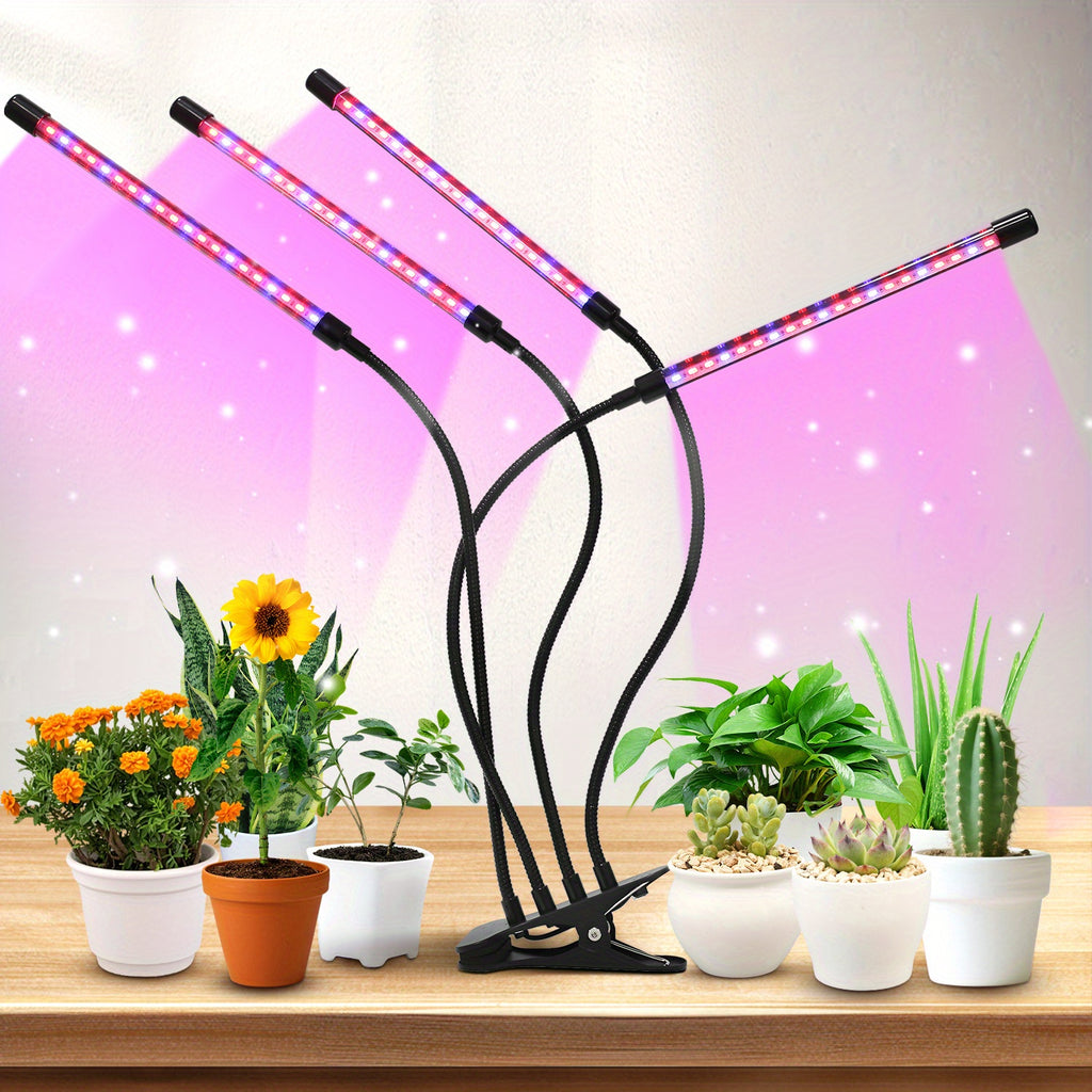 LED Lamp for Enhancing Plant Growth, Suitable for Indoor And Greenhouse Use, Featuring a Timer with Options for 3, 9, Or 12 Hours, Adjustable Brightness, a Swivel Tube, And Available in Various Designs