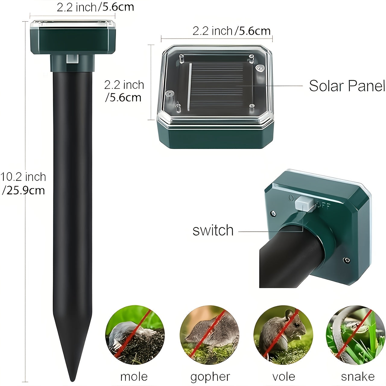 1/4/10pcs Ultrasonic Mouse Repellent Solar Device for Preventing Moles, Ground Squirrels, Field Mice, Lawn Garden Courtyard - to Repel Moles, Rats, Rodents