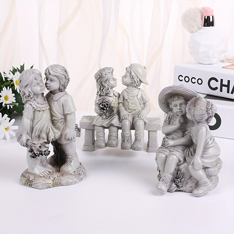 [Resin Crafts Ornaments] Girl And Boy Kiss Resin Crafts Ornaments, Home Ornaments, Sculptures, Garden Decorations, And Ornaments