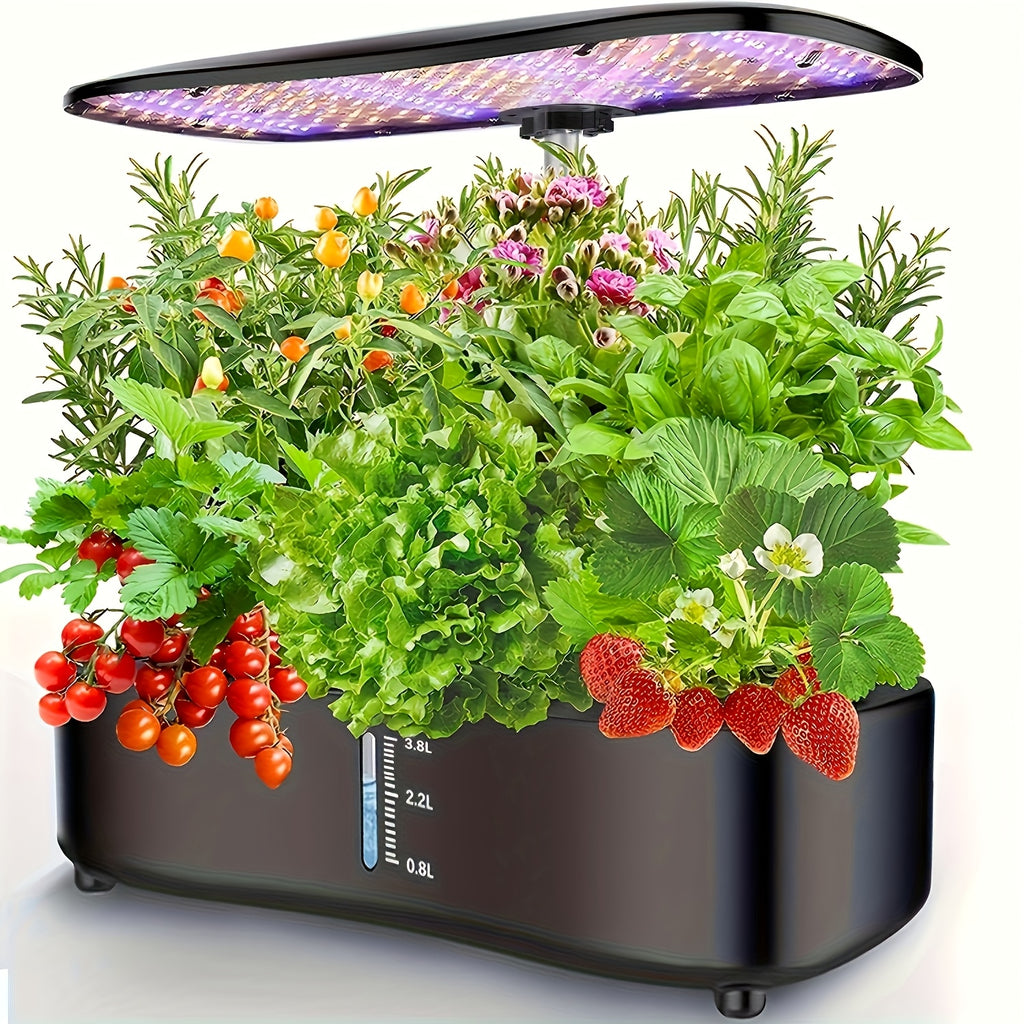 Large Tank Hydroponics Growing System 12 Pods, Herb Garden Kit Indoor with Grow Lights, Plants Germination Kit with Quiet Water Pump, Auto Timer, Height Adjustable to 20", Gardening Gifts Home Decor