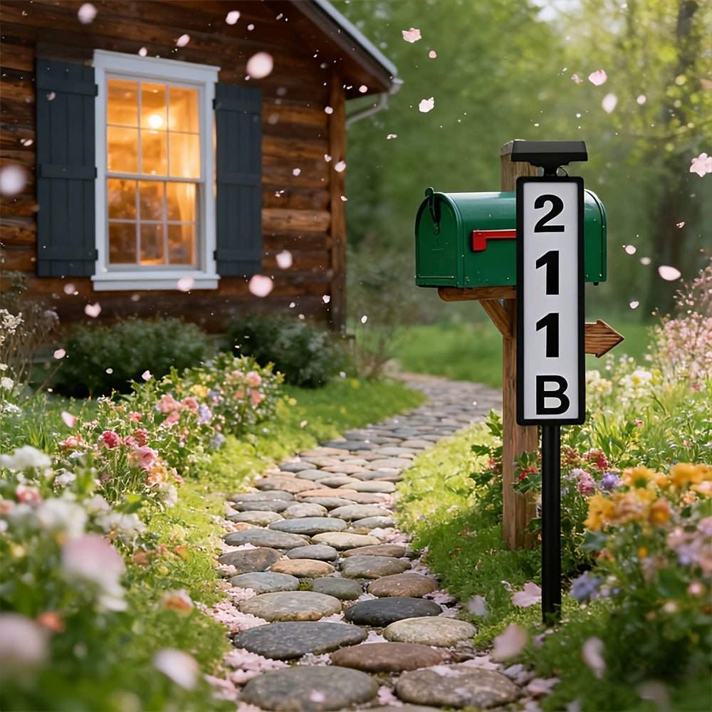 Solar-powered House Number Light, Ground-inserted Lawn Lamp, No Wiring Required, Automatically Lights Up At Night, Prominent Address Plaque, Suitable For Homes, Mailboxes, Factories, And Commercial Areas, Outdoor Christmas Garden-- IP44 Splash-proof